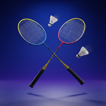 4 Piece Badminton Set with 2 Rackets & 2 Shuttlecocks Lightweight Outdoor Garden Sports Game for Adults & Kids