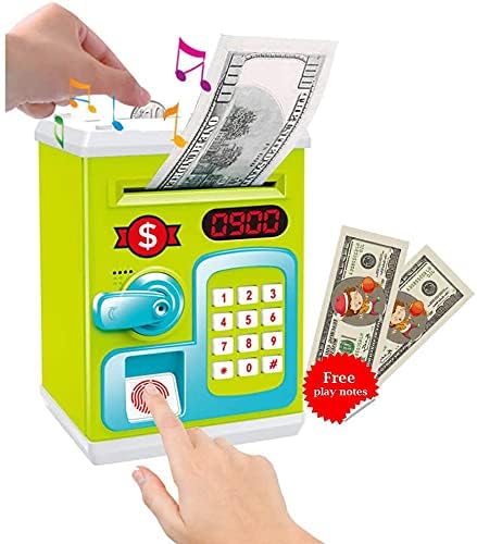 Kids Piggy Bank with Password Lock Electronic Money Coin Bank Unbreakable Mini ATM Toy Safe Box for Boys & Girls Fun Savings Bank Gift for Children