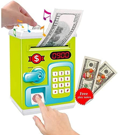 Kids Piggy Bank with Password Lock Electronic Money Coin Bank Unbreakable Mini ATM Toy Safe Box for Boys & Girls Fun Savings Bank Gift for Children