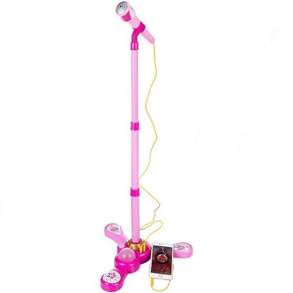 Kids Karaoke Microphone with Stand, Musical Toy Mic with Lights & Sound | Fun Singing Toy for Girls & Boys ( Pink/Blue)