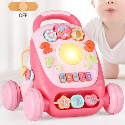 2 in 1 Sit to Stand Learning Walker Toy Handle Interactive Musical Play Panel with Lights Vibrant Colour Encourages Motor Skill & Cognitive Development for kids 8''H x 6''W