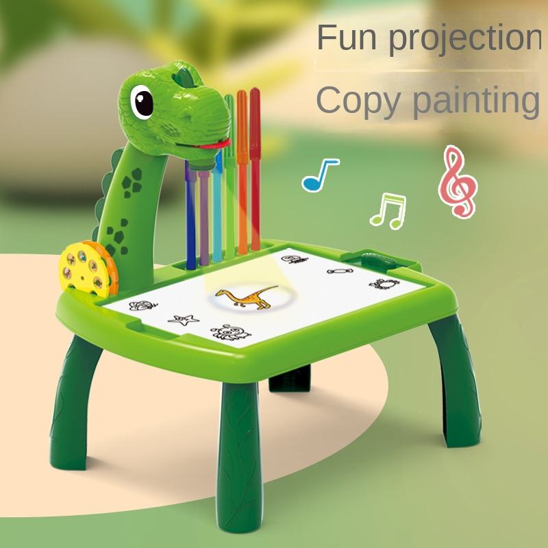 Kids Drawing Projector Table with LED Light Educational Trace & Draw Art Desk for Toddlers and Children Interactive Projection Function Creative Learning Tool