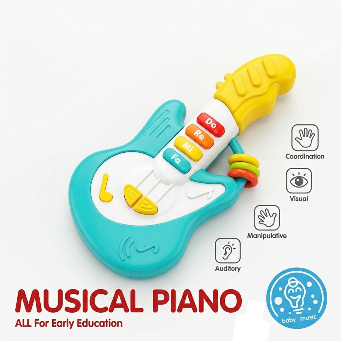 Baby Musical Guitar Toy for Toddlers – Interactive Light Up Music Toy with Sound Buttons, Early Learning Educational Instrument for Boys & Girls 18 Months+