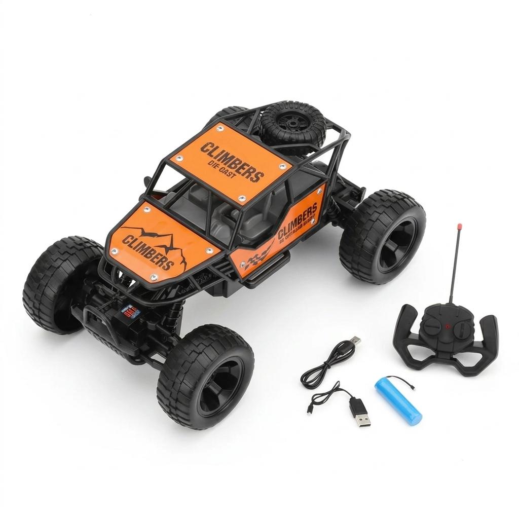 Remote Control Off Road Buggy 4 Channel RC Crawler Car with Alloy Body & Large Tyres Kids Toy Vehicle