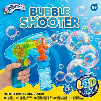 Kids Bubble Shooter Toy with LED Lights & Bubble Solution | Outdoor Garden Bubble Blaster for Boys & Girls Age 5+ | Summer Party Toy