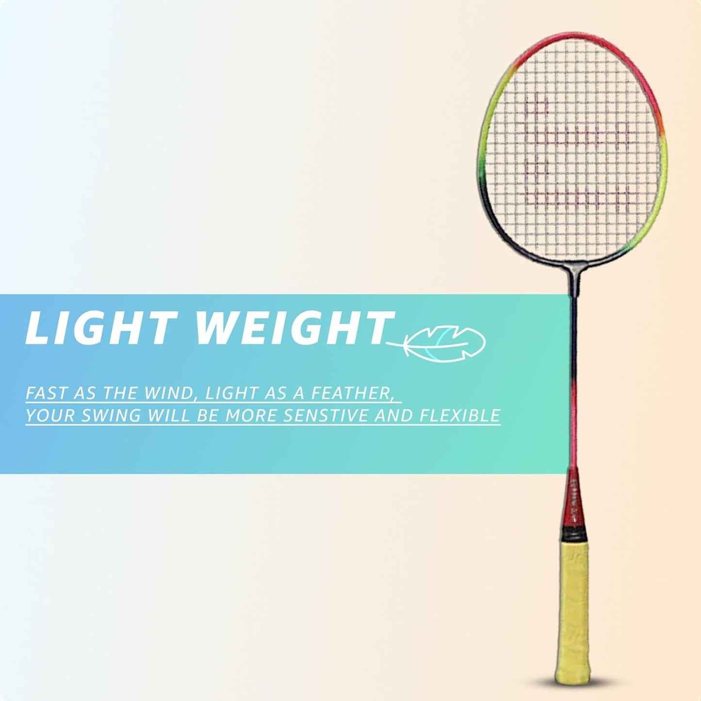 Rainbow Design Badminton Set – 2 Lightweight Rackets & 2 Durable Shuttlecocks | Fun Outdoor Game for All Ages
