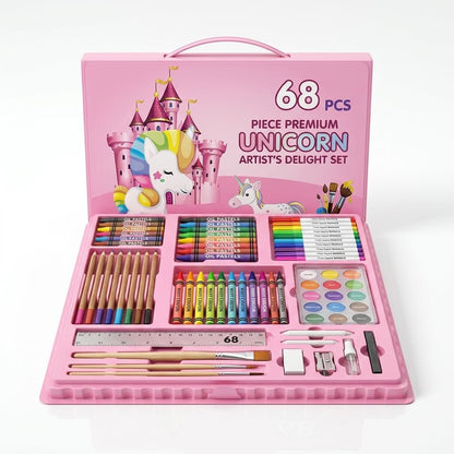Kids 68PCS Art & Craft Set Drawing, Colouring & Painting Kit with Portable Storage Case School & Home Activities