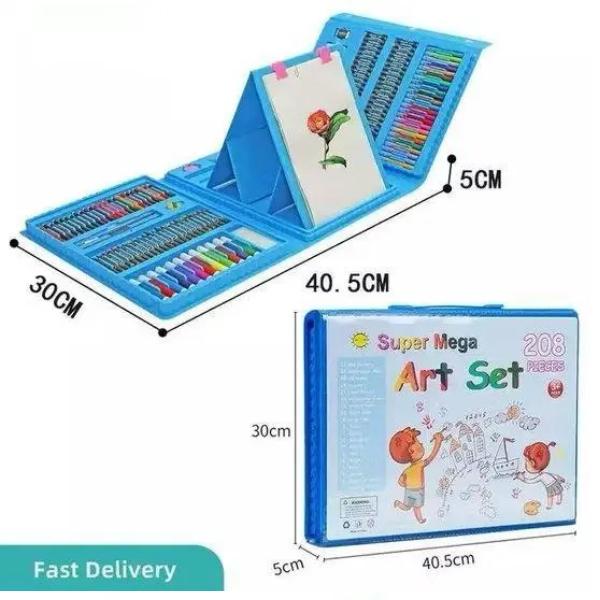 All-in-One Kids Drawing Kit – 208-Piece Creative Stationery Set for Coloring, Drawing & Crafting Fun | Top Toy for Toddlers & Preschoolers