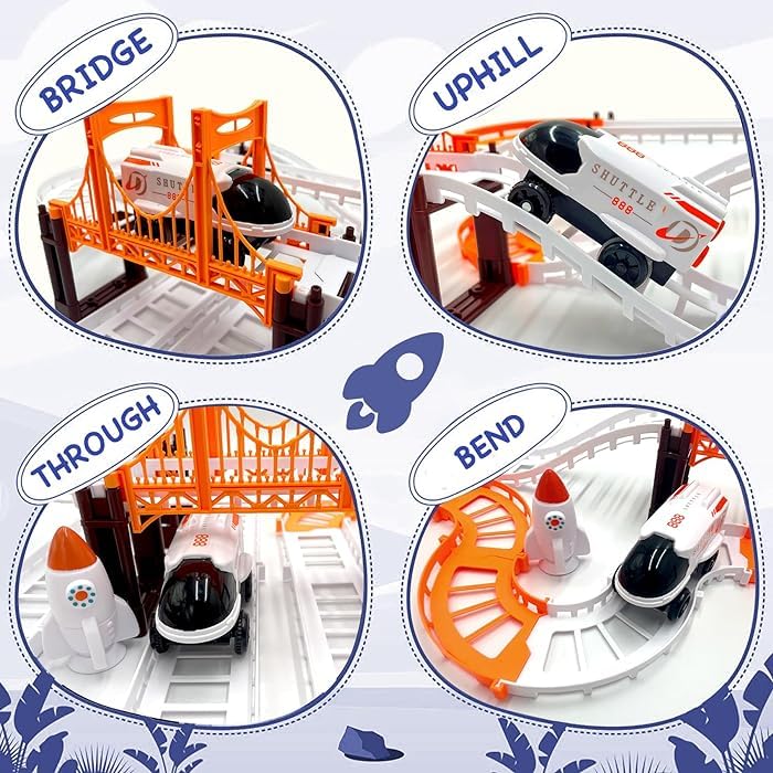 Outer Space Adventure Set Battery-Operated Space Shuttle Rocket Astronaut Figures And Satellites Educational & Skill-Building Toy for Kids