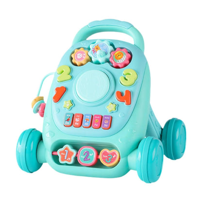 2 in 1 Sit to Stand Learning Walker Toy Handle Interactive Musical Play Panel with Lights Vibrant Colour Encourages Motor Skill & Cognitive Development for kids 8''H x 6''W