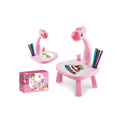 Kids Drawing Projector Table with LED Light Educational Trace & Draw Art Desk for Toddlers and Children Interactive Projection Function Creative Learning Tool