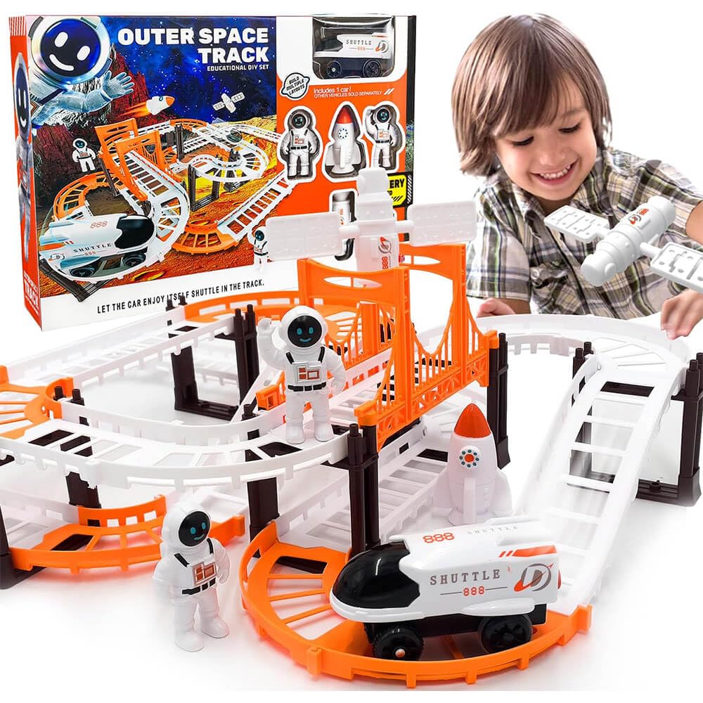 Outer Space Adventure Set Battery-Operated Space Shuttle Rocket Astronaut Figures And Satellites Educational & Skill-Building Toy for Kids
