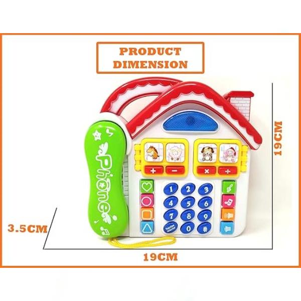 Interactive Animal Sound Learning Phone Toy for Kids Cute Musical Telephone with Colourful House Design Educational Pretend Play and Early Learning Toy for Toddlers