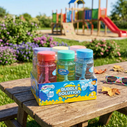 6 Pack Bubble Solution Refill Bottles for Kids Outdoor Garden Play Colourful Bubble Liquid Toy Set Age 5+