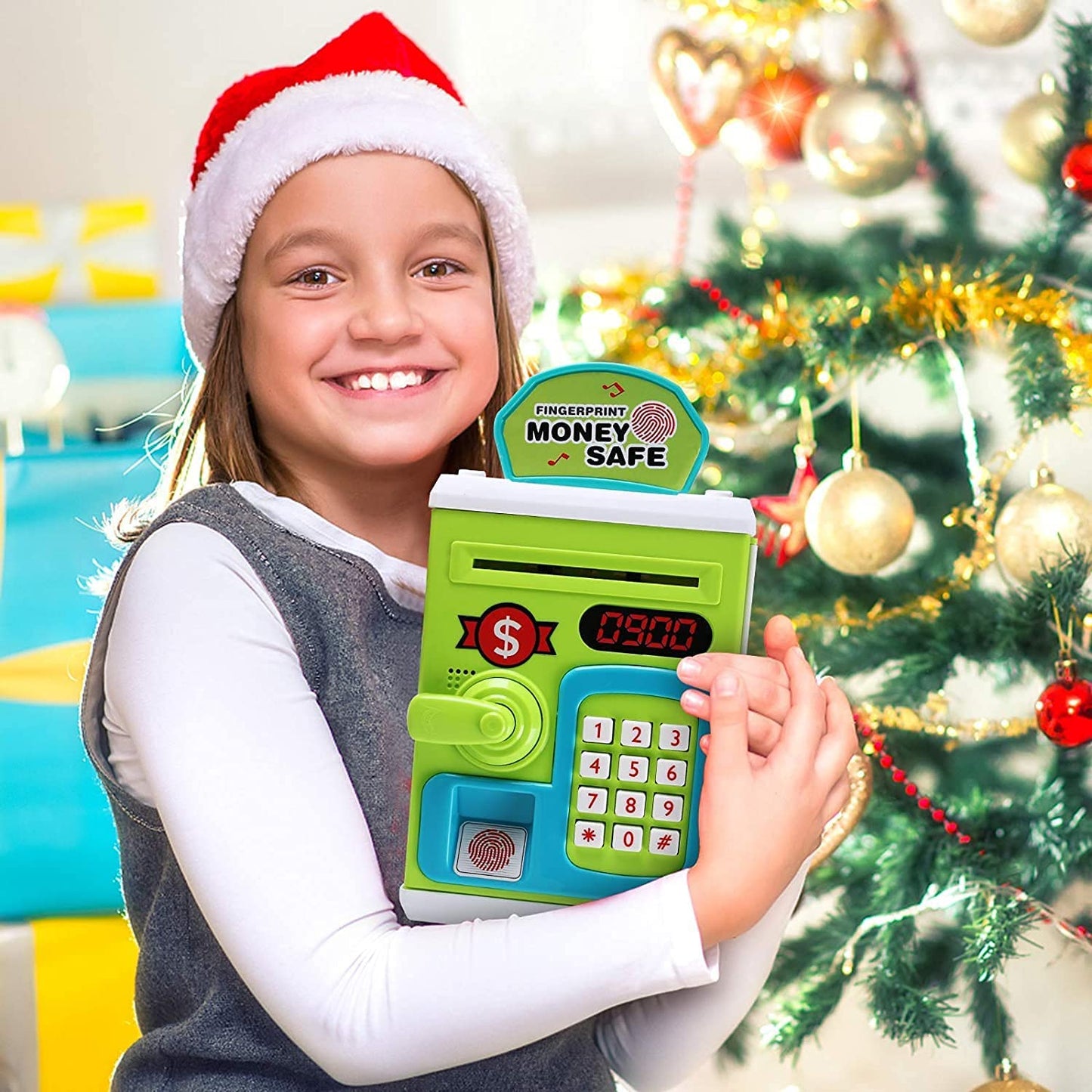 Kids Piggy Bank with Password Lock Electronic Money Coin Bank Unbreakable Mini ATM Toy Safe Box for Boys & Girls Fun Savings Bank Gift for Children