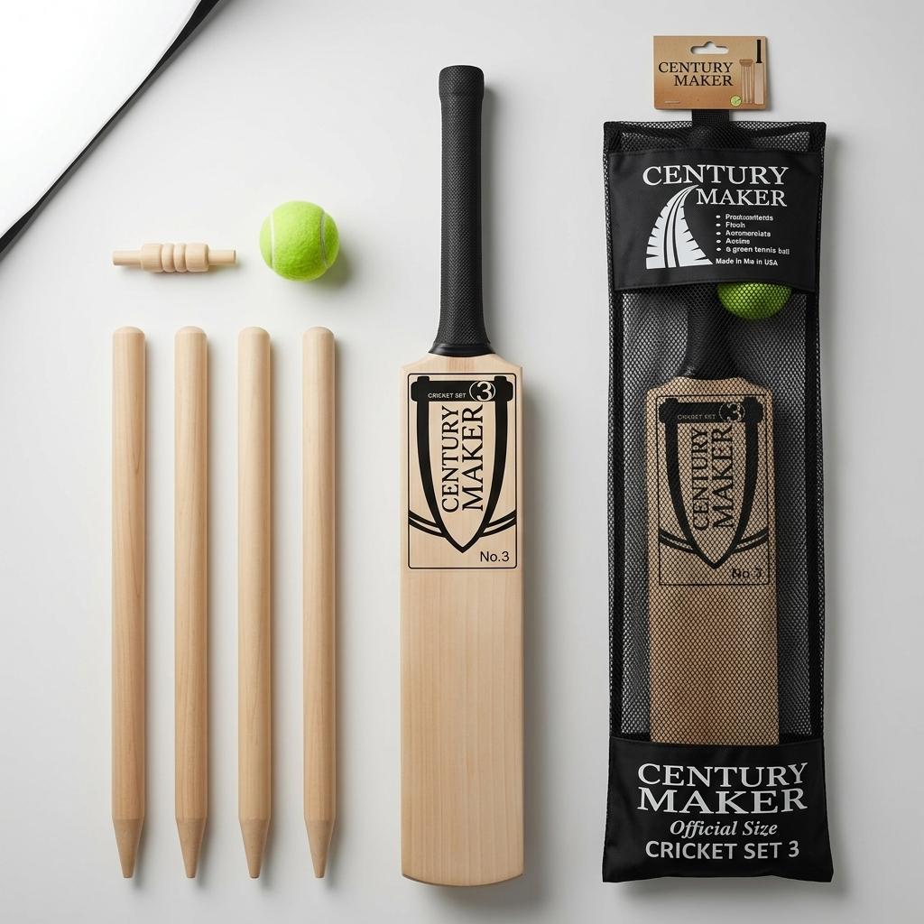 Kids Cricket Starter Kit with No.3 Bat, Stumps & Ball | Garden Sports Game Set