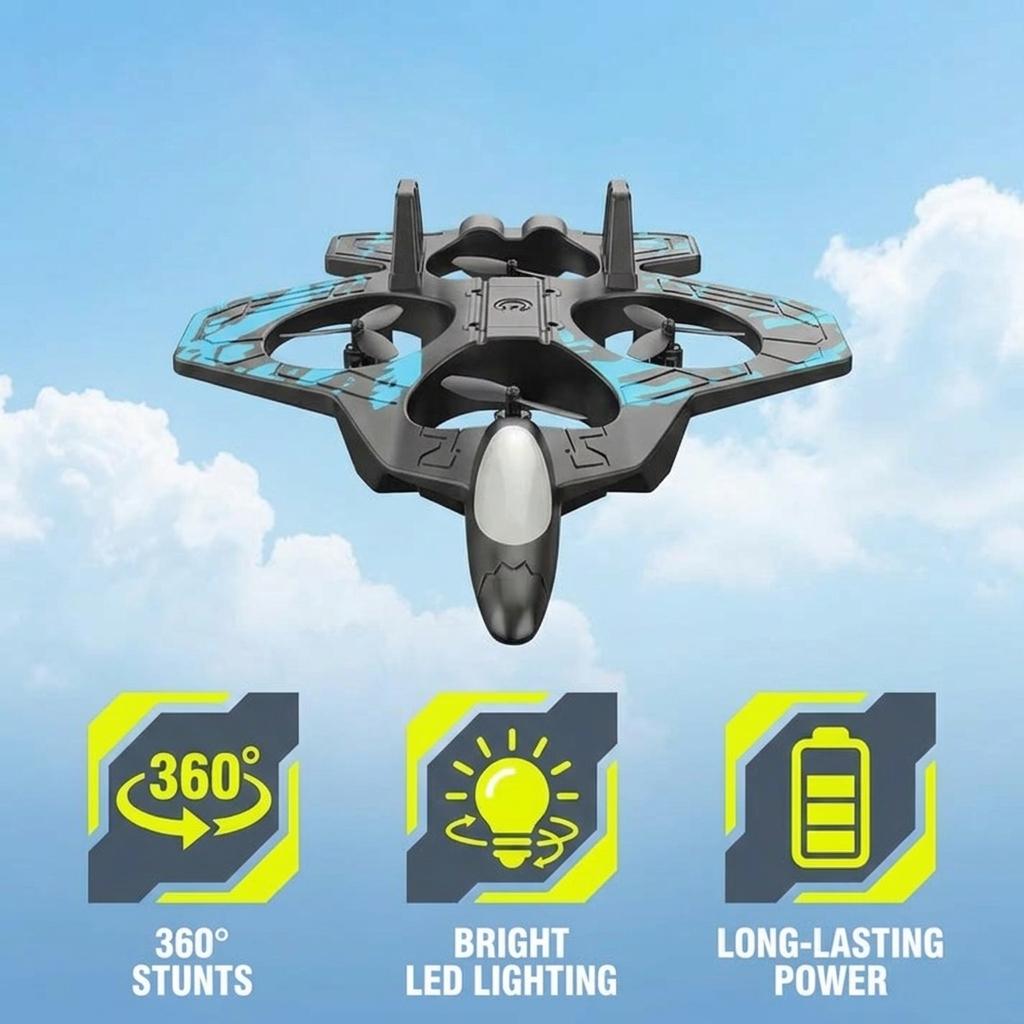 Remote Control Fighter Aircraft Toy with Obstacle Avoidance RC Plane for Kids Outdoor Indoor UK
