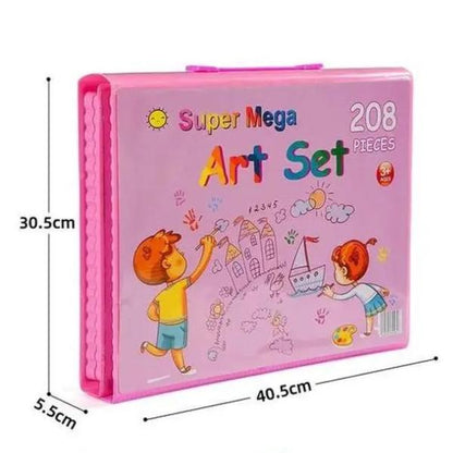 All-in-One Kids Drawing Kit – 208-Piece Creative Stationery Set for Coloring, Drawing & Crafting Fun | Top Toy for Toddlers & Preschoolers