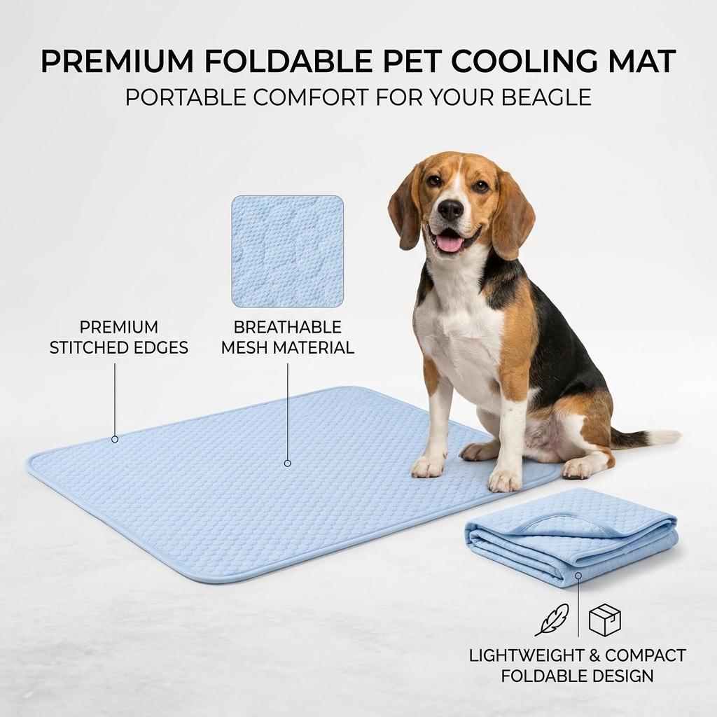 Pet Cooling Mat for Dogs & Cats Breathable Sandwich Mesh Cooling Pad Non-Slip Washable Foldable Pet Bed 50x70cm, 90x70cm & 120x90cm