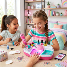 Kids Nail Art Studio Kit with Battery Powered Nail Dryer Glitter Pen Nail Polish Set Creative Beauty Play Toy Age 5+