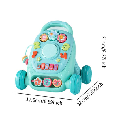 2 in 1 Sit to Stand Learning Walker Toy Handle Interactive Musical Play Panel with Lights Vibrant Colour Encourages Motor Skill & Cognitive Development for kids 8''H x 6''W