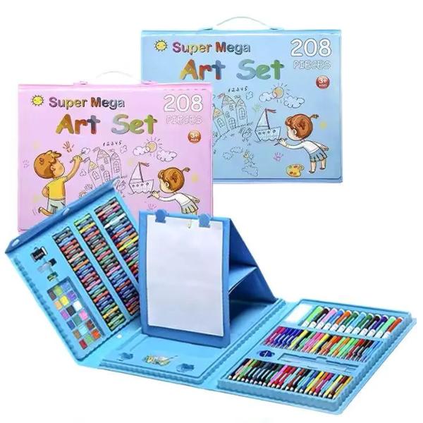All-in-One Kids Drawing Kit – 208-Piece Creative Stationery Set for Coloring, Drawing & Crafting Fun | Top Toy for Toddlers & Preschoolers
