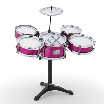 Kids Toy Drum Kit 5 Piece Jazz Drum Set with Cymbal Drumsticks & Stand Musical Instrument Play Set for Children Boys & Girls