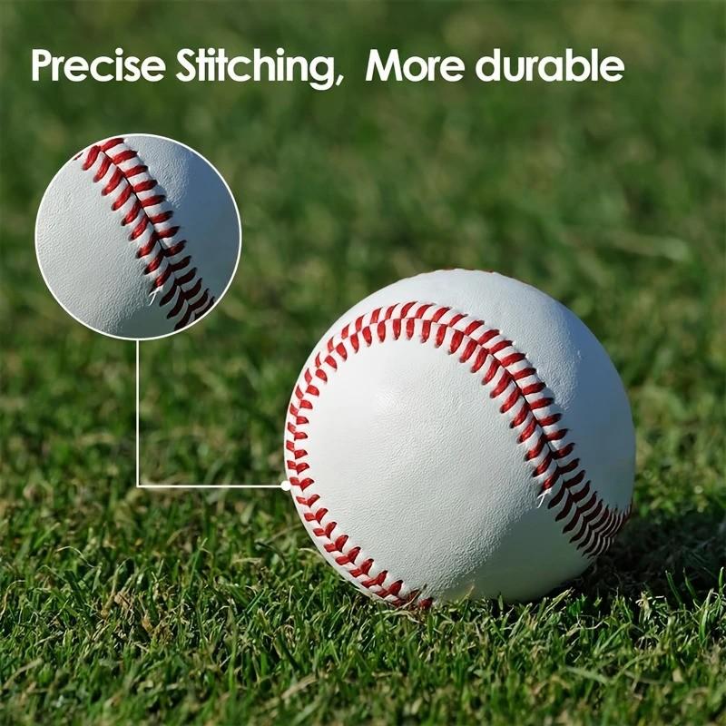 Leather Baseball, 2 Pieces of Raised Seam Practice Ball for Baseball Players Durable Full Grain Leather Cover, Cushioned Cork Core, Great for Training, Games, School, Colleges