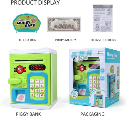 Kids Piggy Bank with Password Lock Electronic Money Coin Bank Unbreakable Mini ATM Toy Safe Box for Boys & Girls Fun Savings Bank Gift for Children