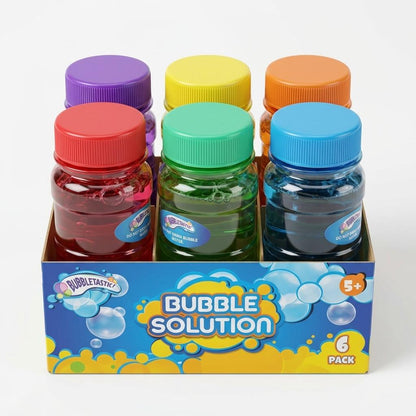 6 Pack Bubble Solution Refill Bottles for Kids Outdoor Garden Play Colourful Bubble Liquid Toy Set Age 5+