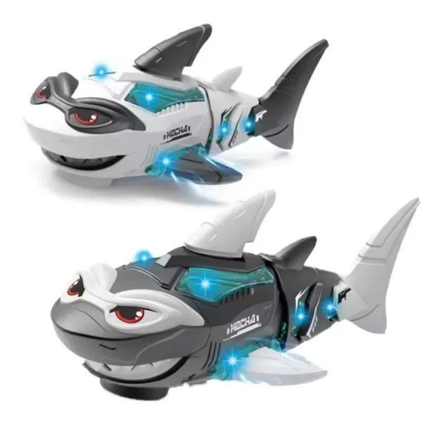 Electric Shark Toy with Light & Sound Moving Action Kids Interactive Toy Grey White UK