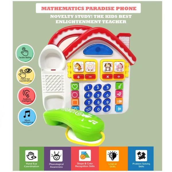 Interactive Animal Sound Learning Phone Toy for Kids Cute Musical Telephone with Colourful House Design Educational Pretend Play and Early Learning Toy for Toddlers