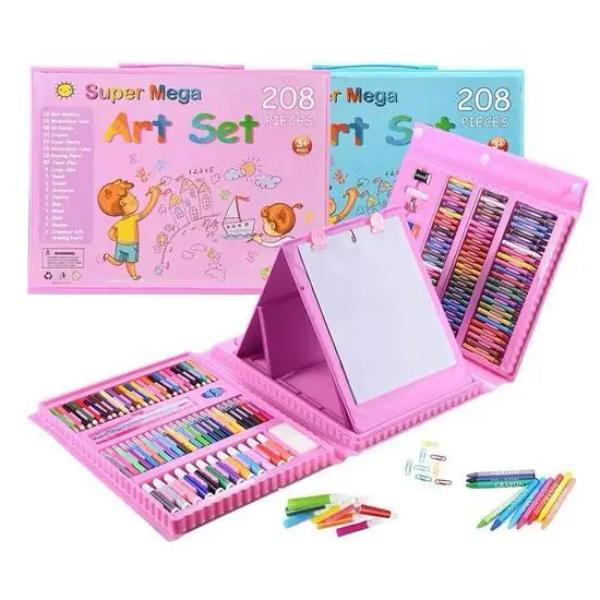 All-in-One Kids Drawing Kit – 208-Piece Creative Stationery Set for Coloring, Drawing & Crafting Fun | Top Toy for Toddlers & Preschoolers
