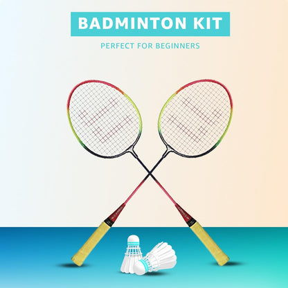 Rainbow Design Badminton Set – 2 Lightweight Rackets & 2 Durable Shuttlecocks | Fun Outdoor Game for All Ages