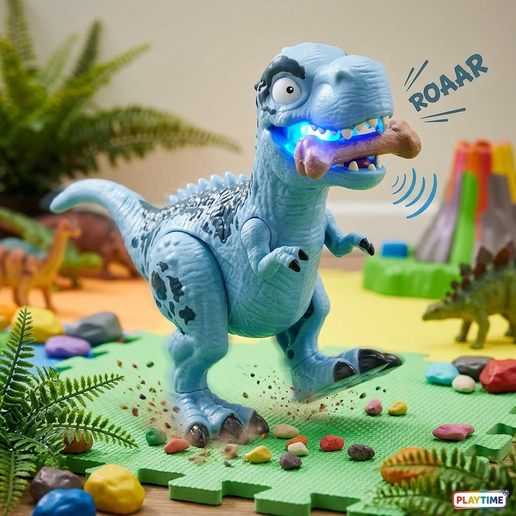 Electric Dinosaur Toy with Roaring Sound Moving Mouth Soft Tail T-Rex Kids Toy Gift