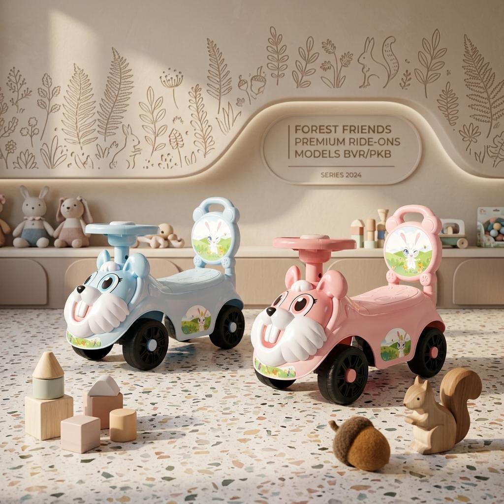 Kids Ride On Push Car with Parent Handle Rabbit Design Toddler Push Along Car Steering Wheel Indoor Outdoor Toy Blue or Pink 8 Months+