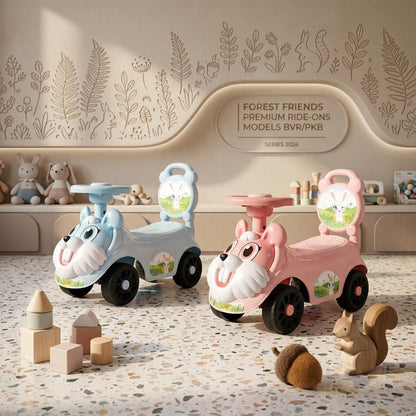 Kids Ride On Push Car with Parent Handle Rabbit Design Toddler Push Along Car Steering Wheel Indoor Outdoor Toy Blue or Pink 8 Months+