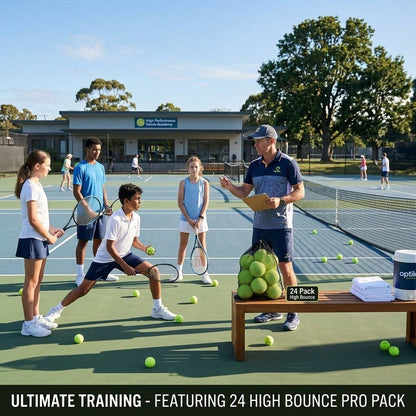 24PC Tennis Balls High Bounce Multi-Use Sports Balls for Tennis, Cricket & Training Pet Play Balls with Mesh Carry Bag